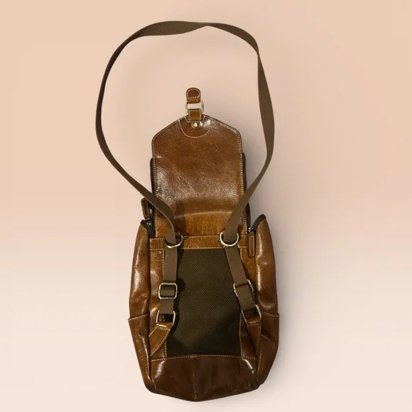 Jack Georges Voyager Zip Brown Leather Backpack Convertible Crossbody Bag Purse - Picture 2 of 5